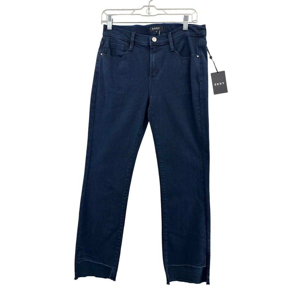 DKNY Foundations Women's Jeans Size 27 Dark Wash Denim Cropped Raw Hem